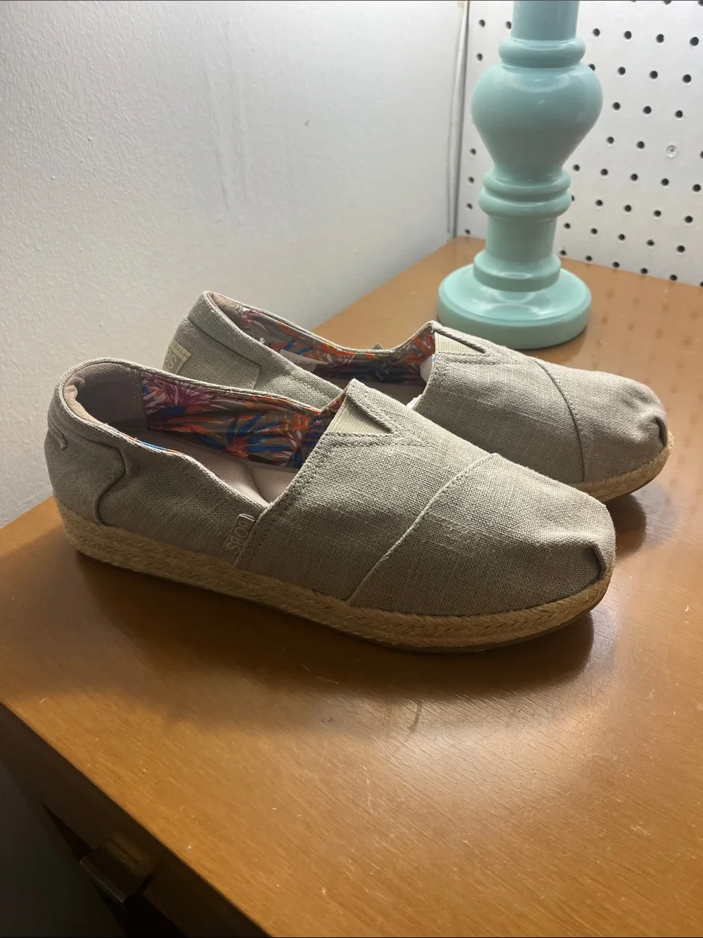 BOBS from Skechers Beige Canvas Espadrille Slip-Ons